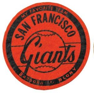 1958 Bazooka Felt Patches San Francisco Giants